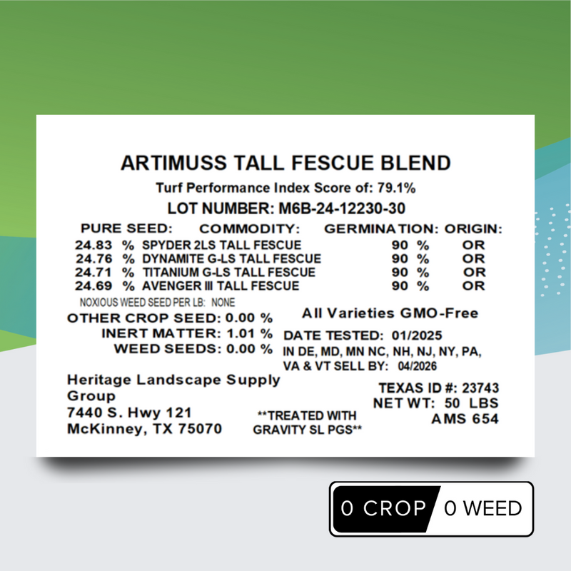 grass seed with low inert matter Artimuss Tall Fescue Seed